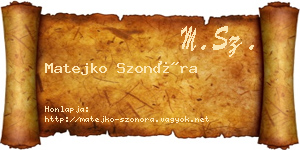 Matejko Szonóra névjegykártya